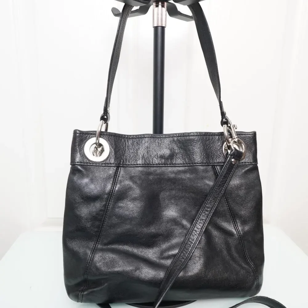 Coach Black Leather Pleated Shoulder Bag